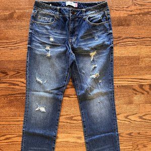 EUC Cabi 100% Bf Boyfriend Jeans #4152 blue Distressed Denim Sz 6 Was $140